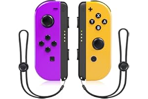 Vinkarpe Controller Switch, L/R Wireless Joystick Gamepad Controllers per Switch/Switch Lite/OLED con Doppia Vibrazione/Wake Up/Asse Giroscopico, Plug and Play - Viola e Giallo