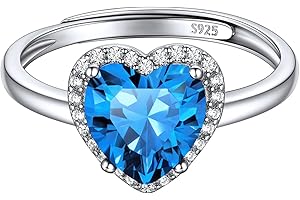 ChicSilver Anello Argento 925 Regolabile Donna Pietra Portafortuna 12 Mesi Forma Cuore, Confezione Regalo