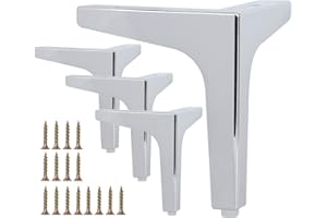 La Vane 6 Inch / 15cm Metal Furniture Legs, Set of 4 - Modern Diamond Triangle Silver DIY Replacement Feet for Cabinet, Sofa, Table, Ottoman Makeover