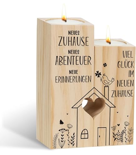 Windlicht Mit Gravur - Einzugsgeschenk "Viel Glück Im Neuen Zuhause"