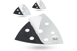 3x DFS Ersatzklett für Deltaschleifer Schleifplatte 93x93x93 mm 6-Loch, [3er-SET]Klett-Ersatz-Dreieck selbstklebend für Schleifpapier Dreieckschleifer