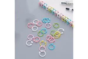 CTFOREST 120 Piezas Anillas de Libro, Anillas de Carpetas Sueltas de Libro de Colores, 15mm Anillas de libros de Plástico, para Llaveros, libros de Recortes, Artesanía, álbumes de Recortes