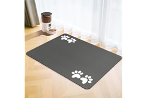 SOLIC Tappetini di Alimentazione per Animali Domestici,Tappetino per Cibo per Gatti Cani,Asciugatura Rapida Antiscivolo Tappetino Sotto Ciotola Cani Assorbente (Grigio Scuro, 40x60cm)