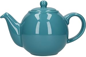 London Pottery Globe Small Teapot with Strainer, Ceramic, Aqua, 2 Cup Capacity (500 ml)