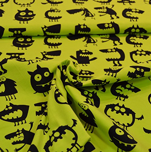 Jersey-Stoff „Monster“ grün / Kinder-Stoff / sehr hohe Qualität / Meterware ab 50cm / FX-2-2 - 2