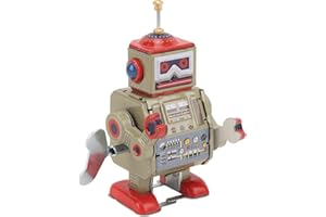 Jauarta Robot marcheur horloger jouet vintage en métal à collectionner intéressant fait à la main robot réparateur jouets pour décoration de cadeau d'anniversaire