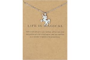 IUDWCG 1 Pièce Collier licorne pour fille, collier pour fille, cadeau d'anniversaire idéal - Life is Magic (Silver)