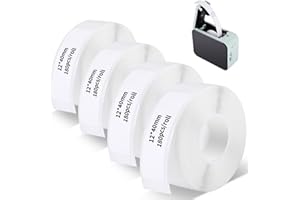 HEMIKS 4 Rotoli Etichette Adesive Termiche per Etichettatrice P15/P12/P11/L12, 12 x 40 mm Nastro per Etichette Etichette Termoadesive Personalizzate