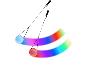 niCWhite 2Pcs LED Poi Balls, 7 Colors Luminous Poi Juggling Balls Soft Poi Balls for Beginners Children and Adults, Adjustable Strings Play in the Dark for Dancing, Beach, Camping, Light Shows, Raves
