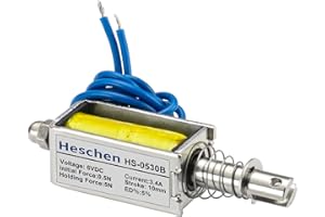 Heschen DC Solenoid Electromagnet, Push Pull Type, HS-0530B, DC6V 3.4A, 10mm Stroke, Initial Force 0.5N, Max Keep Force 5N, Open Frame, Linear Motion