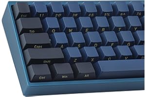 HYEKIC Teclas de doble disparo de 147 teclas, perfil de cereza, azul samurái, teclas grabadas en el lateral, para teclado mecánico Cherry MX de diseño ANSI e ISO