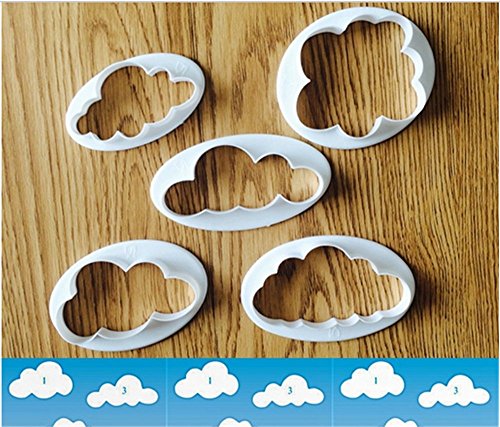 Haimoburg 5 Stück Wolke Ausstechformen Fondant Marzipan Kuchen Dekorieren Druckmuster (5 teilig Wolke) - 3