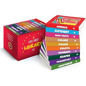 My First Library Set of 10 Board Books for Kids, Early Learning Book for Babies & Toddlers, Alphabets, Body Parts, Numbers, 1