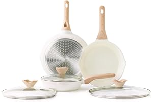 Kordisen Set di Padelle in Ceramica a Induzione 20/24/28 cm, Set di Padelle Antiaderenti con Coperchio, Sane e Atossiche, Senza PFOA e PFAS