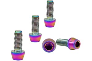 RISON-TITANIUM 5pcs Boulons en Titane de Tige de Vélo, M5 Vis de Potence de Vélo, Vélo Boulons de Tige Fixes s, Vis de Tige de Bicyclette pour MTB Vélo de Route de Montagne