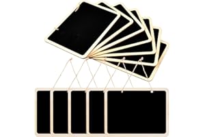KASLAIDER 12 Pezzi Mini Lavagne da Appendere, 16 x 12 cm Piccola Lavagnetta Lavagna con Corda da Appendere, Doppia Faccia Lavagnette di Legno Bordo, Segni Tag Lavagna Nere per Camera Ufficio Casa