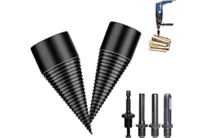 Forhandy Holzspalter Schraube Kegel Set 42mm + 32mm Holzspalter Bohrer mit 4 Bohrgriffe Kegelspalter Holz Spaltholzkegel Holzspalterbohre für Bohrmaschine