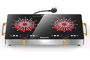 Disaenvir Portable Ceramic Hob 2 Zone, 3200W Plug in Electric Hob with Safety Lock & Knobs & Touch Control, 56cm Built-in Cooktops for Hot Pot with Dual Zone, 9 Power Levels, 4 Hour Timer, 220-240V