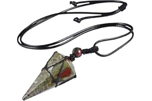 mookaitedecor Healing Crystal Point Necklace for Women Men, Semi Precious Stone Pendant with Adjustable Chain for Healing Reiki Chakra Jewelry Gift