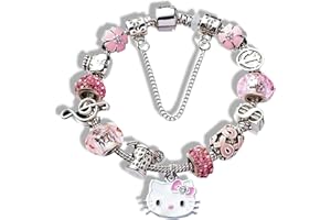 Sixome Hello Cat Bracelet Gift for Girls, Adjustable Stainless Steel Bracelet, Fashion Anime Kitty Cartoon Accessories for Ladies Women Girls Sisters Kids Bff Friendship Wife Birthday Gift