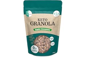 Go-Keto Keto Granola Apple Cinnamon 290g - Muesli Keto pour un délicieux petit déjeuner Keto, avec chips de noix de coco, noix, graines de tournesol & pépins de courge, végétalien, sans gluten