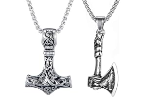 Weenkeey 2 stycken Tors hammare halsband nordisk yxa hänge halsband gotisk punk rock hip hop hänge halsband för män kvinnor