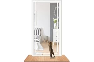 RACKBONE Cat screen Door Fits Door Size 120cm x 220cm, Reinforced Pet Proof Door Screen, Double Zip Door Screen Mesh for Prevent Cats and Dogs from Escaping.