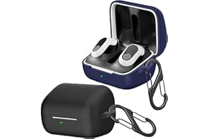 easyBee Etui kompatybilne z Sony INZONE Buds [z 2 karabińczykami], płynne silikonowe etui, ultracienkie, odporne na uderzenia, etui ochronne na słuchawki Bluetooth – czarne i niebieskie
