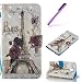 Produktbild EMAXELERS Galaxy J7 Pretty 3D Schmetterlings-Blume Muster PU Leder Ledercase Flip Wallet Etui Tasche Handytasche Hülle für Samsung Galaxy J7 2017 SM-J730 (EU Version),3D Dark Red Flower Effile Tower