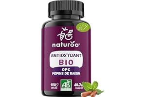 NATUROO NUTRITION Antioxydant (120 gélules - 2 à 4 mois) BlO | 70% d'OPC | Extrait de Pépins de Raisin | Premium & Vegan | Garanti sans produits chimiques | Complément alimentaire Polyphénols | anti oxydant puissant