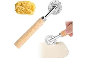 SDFLKAE Rouleau de découpe de pâte - Degré de pâte ondulé - Degré de pâte denté - Lame unique - Roue à raviolis - Avec poignée en bois