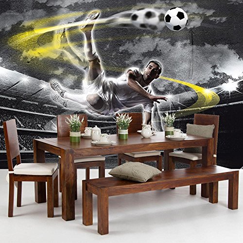 Vlies Fototapete PREMIUM PLUS Wand Foto Tapete Wand Bild Vliestapete – Fußball Stadion Mann Spieler – no. 1353, Größe: 368 x 254 cm Blueback Papier - 9