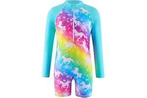 Atorcher Swimming Costume for Girls One Piece Swimsuit Rash gurad Swimsuits Long Sleeve Swimwear Bathing Suit Suit High Neck Swimwear