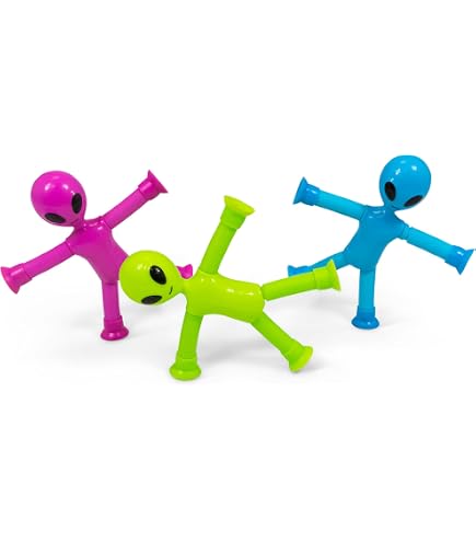 Lot De 4 Jouets Alien Pop Tube à Ventouses – Extensibles, Flexibles, Sensoriels, Anti-stress Pour Enfants (bleu, Rose, Violet, Vert)