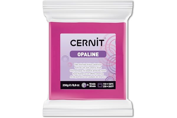 CERNIT CE0880250460C - Un Pain de Pâte Polymère Opaline - Pâte à Modeler à Cuire - Couleur magenta - Bloc de 250 g