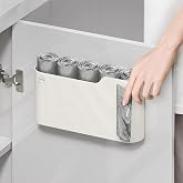 House of Quirk Plastic Wall-Mounted Garbage Bag Storage Box, 24 cm x 6 cm, White, for Kitchen, Bathroom, and Office