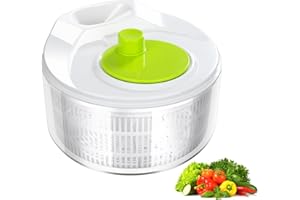 QH-Shop Salatschleuder mit Deckel, 3L Kunststoff Salatschleudern zum Waschen und Trocknen von Salat Gemüse Obst, Salattrockner 22,5x15cm (Weiß/Grün)