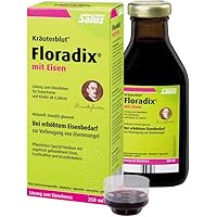 Salus Kräuterblut Floradix mit Eisen – zur Verbeugung von Eisenmangel – mit Eisen(II)-gluconat - vegan - 250 ml - (GRÜN)