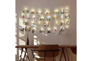LAC FUTURE Guirlande Lumineuse Photo 5m 50 Led Avec 30 Clips - Guirlande Led a Pile (Non Fournies) | Decoration Chambre Fille Ado pour Accroche Photo Mural