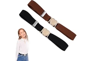 BCBF 2 pièces Ceinture Élastique Enfants Ceinture Réglables Boucle En Forme De Coeur Filles Garçons Mode Ceinture Réglable Pour Robes Pantalons En Jean