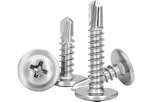 YIYINOE Vis Autoforeuse-M4.2 * 32mm-145 PCS-Acier Inoxydable 410-Vis Autoperforante pour Metal, Autotaraudeuse à Tête Large Bombée, Empreinte PH/Cruciforme