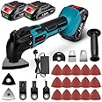 Multifunctional Tool Battery Cordless Multi-Tool - with 600W Power Motor Battery Oscillation Tool with 22 Accessories, 4° Oscillation Angle & 6-Speed 20000 RPM, for Cutting and Grinding