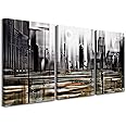 TTHYUEWS Canvas Wall Art For Living Room Family Wall Decorations For Bedroom Modern Office Wall Decor Black And White Abstract City Paintings Posters Prints Wall Pictures Artwork Home Decor 3 Piece