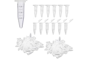 HUAZIZ 200 Pezzi 1,5 ml Plastica Centrifuga Provetta con Testa a Punta, Micro Provette da Laboratorio Conical Centrifuge Tubes Trasparente Graduata di Polipropilene con Tappo Piatto