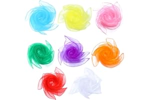 ACYDSR 8 Stück Jongliertücher, 45 x 45cm Chiffontücher für Tanzen, Bunte Chiffontücher, Tanz Tücher, Bunt Seidentücher, Gymnastiktücher, Für Tanzen, Jonglieren, Sensorisches, Tanztücher (8 Farben)