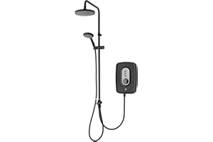 Triton Showers Danzi DuElec™ | Shower Electric | 9.5 KW I Black I Electrical Showers | with Rainfall Showerhead and Anti Twist Hose | Best Electric Shower Units for Bathrooms