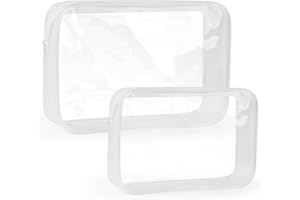 Domkan Neceser Transparente, Juego de 2 Neceseres Impermeables, Neceser Transparente para Transporte de Líquidos, Equipaje de Mano Accesorios de Viaje para Vacaciones, Viajes, Baño