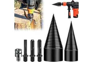 Dhqkqg Holzspalter Bohrer, Bohrkegel Holzspalter 42mm + 32mm Kegelspalter Spaltbohrer mit 4 Bohrgriffe, Kegelspalter, Schraube Kegel Schaft, Spaltholzkegel Holzspalterbohre, Bohrer Holzspalter