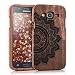 Produktbild kwmobile Holz Hülle Natur Case für > Samsung Galaxy J5 (Version 2015) < - Handy Schutzhülle Cover mit Rosenholz Halbblume Design in Dunkelbraun