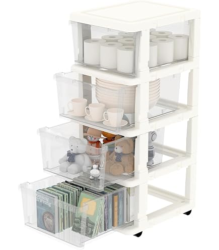 Tour De Rangement Tag Tower XL Grise Avec Roulettes - 3 Tiroirs Transparents, Hauteur 64.5 Cm, Pour Bureau, Fournitures, Accessoires